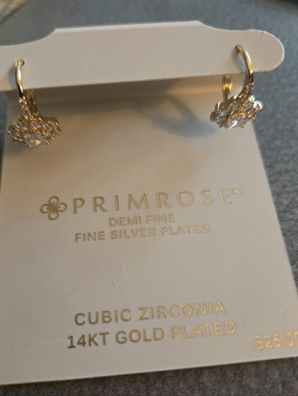 Primrose NWT Gold Plated Cubic Zirconia Cluster Drop Earrings - Gold